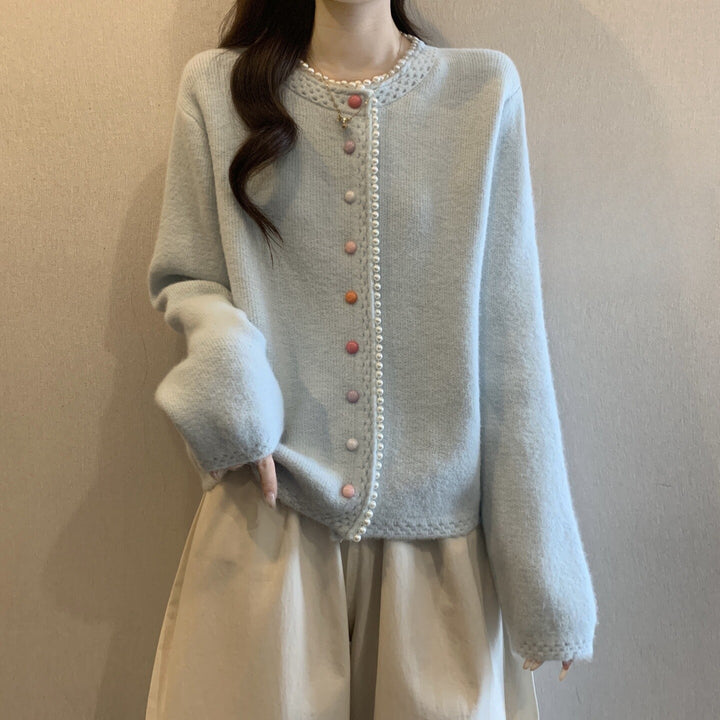 Damen Verspielte Strickjacke mit bunten Knöpfen Echo Archiv