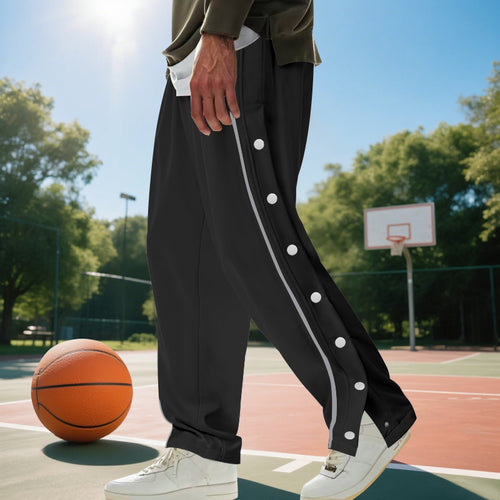 Herren Sportliche Freizeit-Hose mit Knopfdetails und Kontraststreifen Echoarchiv