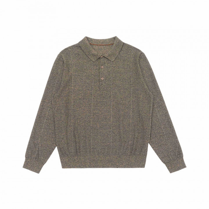 Herren Feinstrick-Poloshirt mit Henley-Knopfleiste, Rippbündchen und leicht kastigem Schnitt Echo Archiv