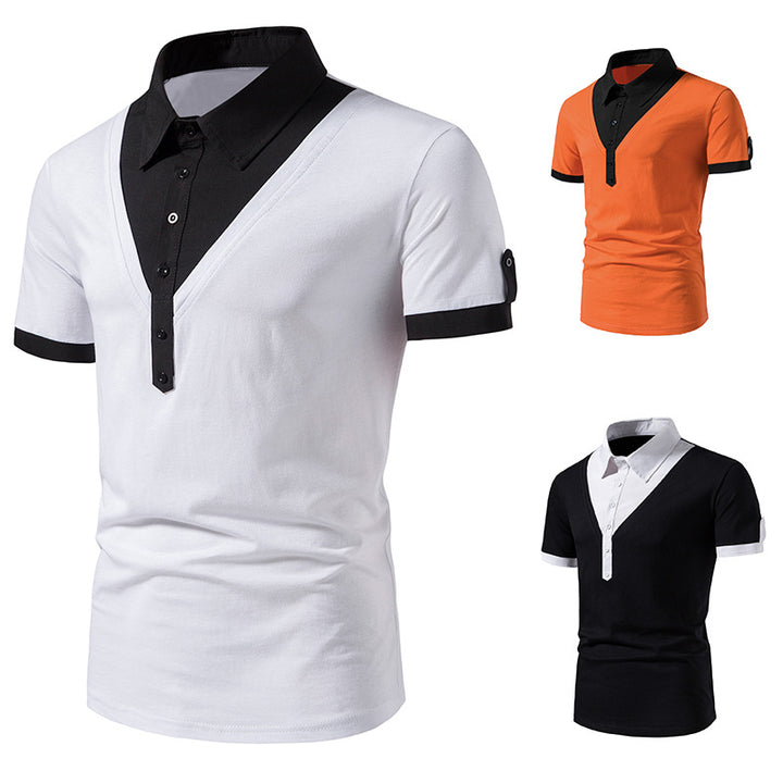 Herren Poloshirt mit modernem V-Ausschnitt und kontrastierenden Akzenten Echoarchiv
