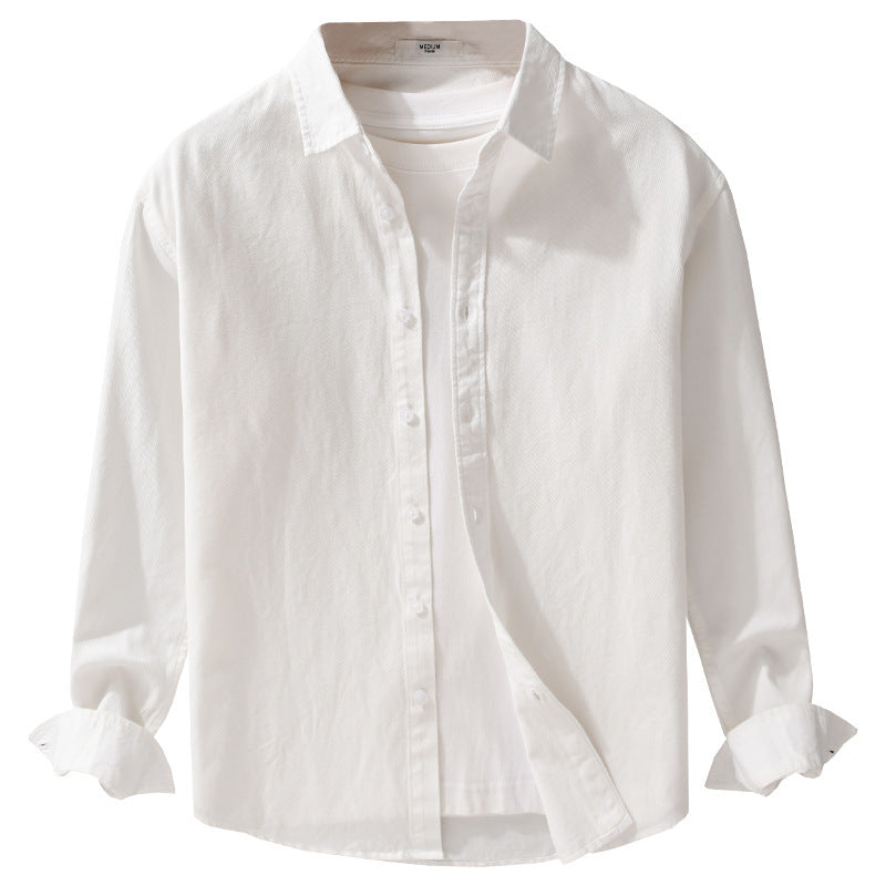 Herren Texturiertes Baumwoll-Hemdjacken-Overshirt im Relaxed-Fit mit Kentkragen Echoarchiv