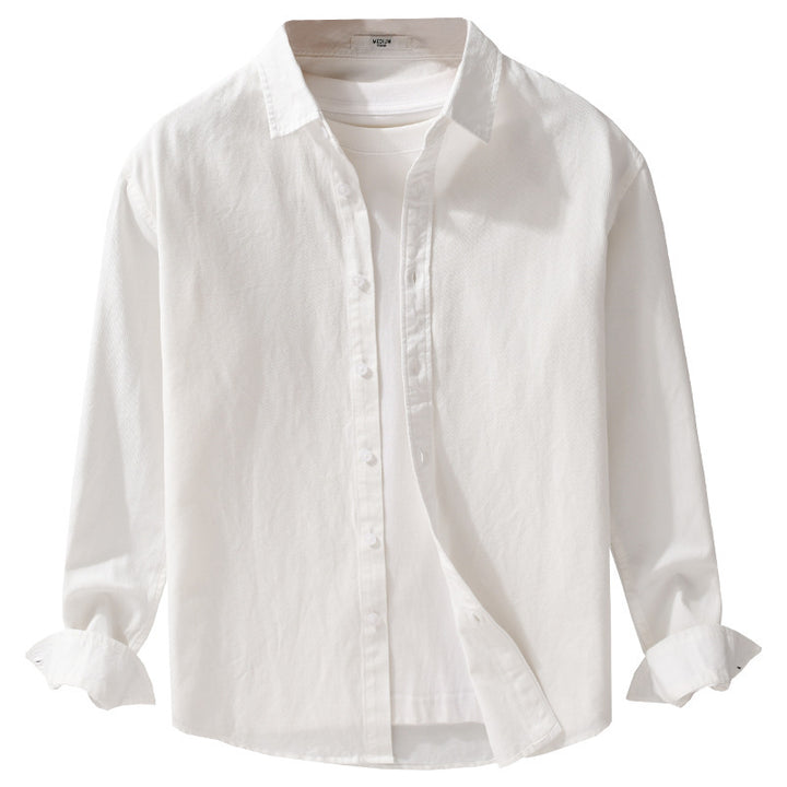 Herren Texturiertes Baumwoll-Hemdjacken-Overshirt im Relaxed-Fit mit Kentkragen Echoarchiv