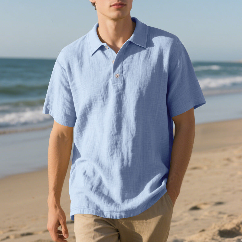 Herren Kurzarm Poloshirt mit luftiger Baumwollstruktur und klassischem Kragen Echoarchiv