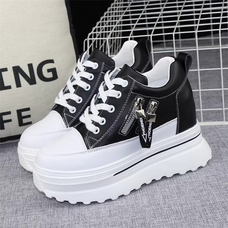 Damen Sportliche Sneaker mit Plateau und Reißverschluss Echo Archiv