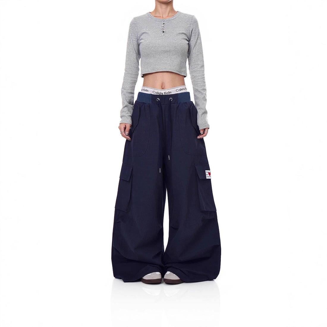 Damen Weitgeschnittene Cargo-Hose Echoarchiv 1787981945