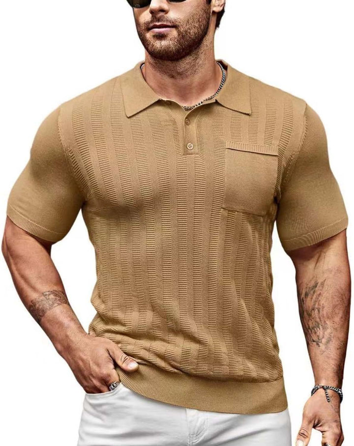 Herren Poloshirt mit strukturiertem Muster und kurzer Ärmel Echoarchiv