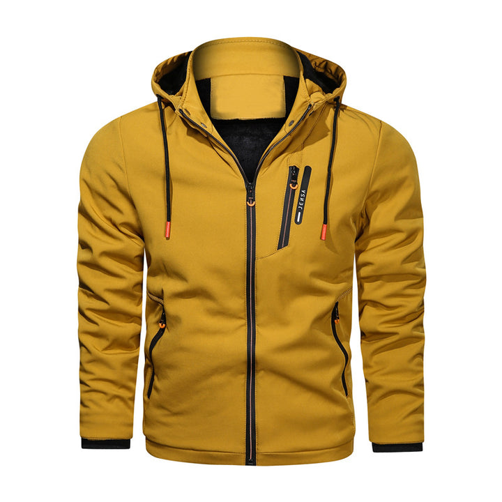 Herren sportliche Funktionsjacke mit verstellbarer Kapuze und atmungsaktivem Material Echoarchiv