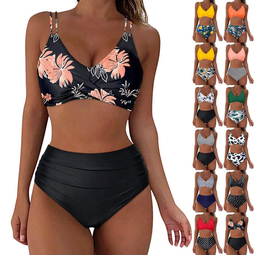 Damen Trendiger Hochschnitt-Bikini mit Raffung Echo Archiv