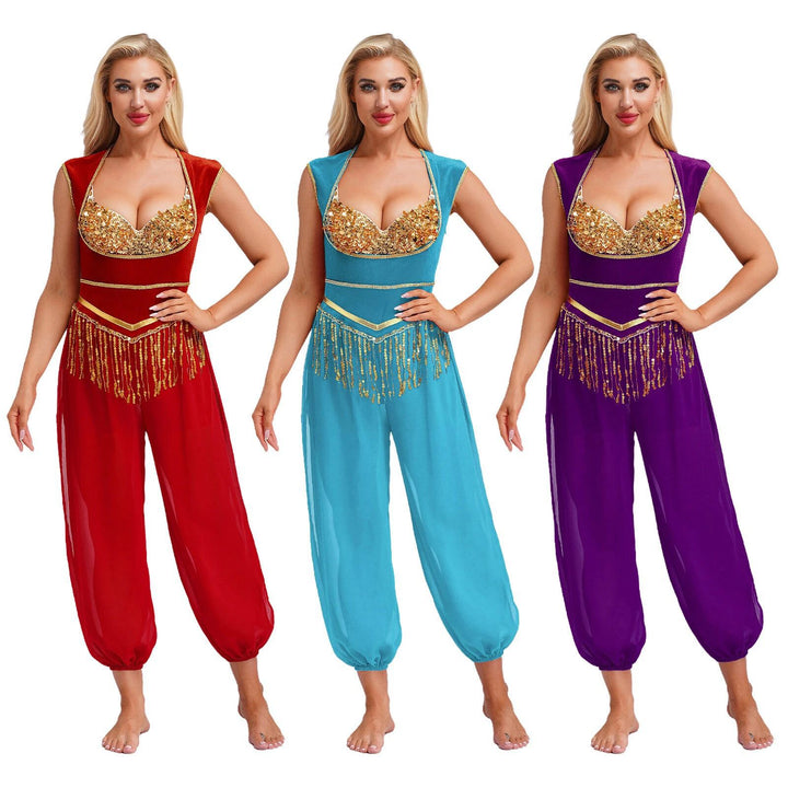 Damen Kostüm-Jumpsuit mit glitzerndem Oberteil und lässiger Hose Echo Archiv