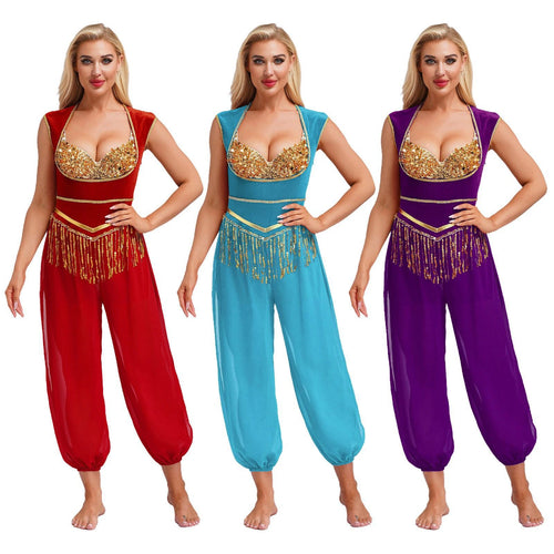 Damen Kostüm-Jumpsuit mit glitzerndem Oberteil und lässiger Hose Echo Archiv