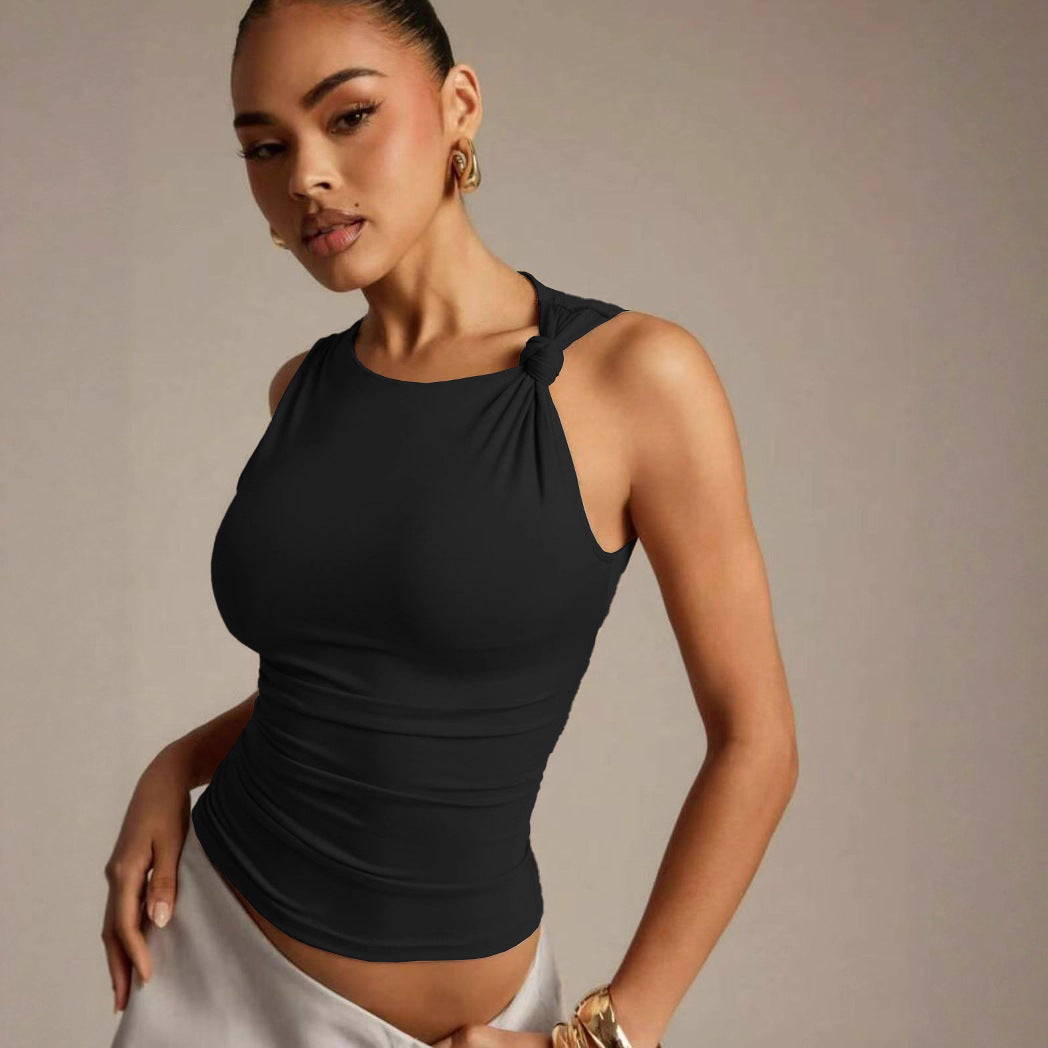 Damen Elegantes Oberteil mit Knoten-Detail und figurbetontem Schnitt Echo Archiv