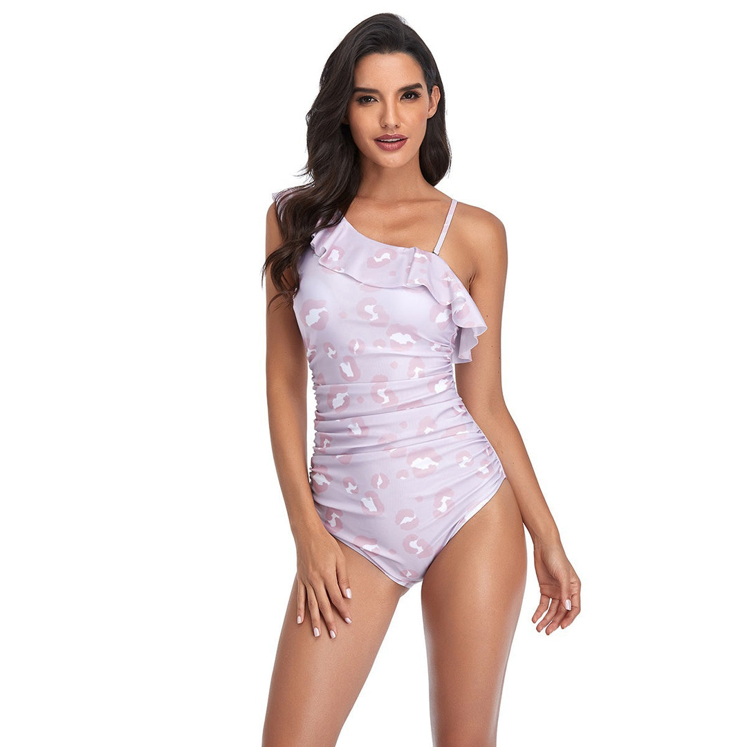 Damen Einteiliger Badeanzug mit asymmetrischem Rüschendesign und figurformender Wirkung Echo Archiv