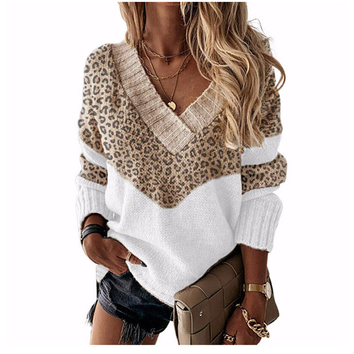 Damen nan V-Ausschnitt Strickpullover mit Chevron-Muster und Oversize-Schnitt Echo Archiv