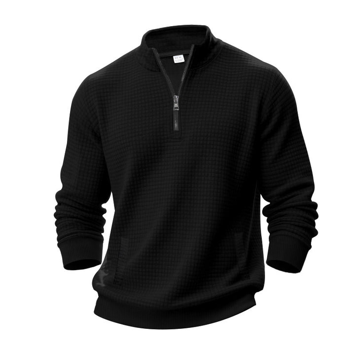 Herren Stepppullover mit halbem Reißverschluss und modernem Strukturdesign Echoarchiv