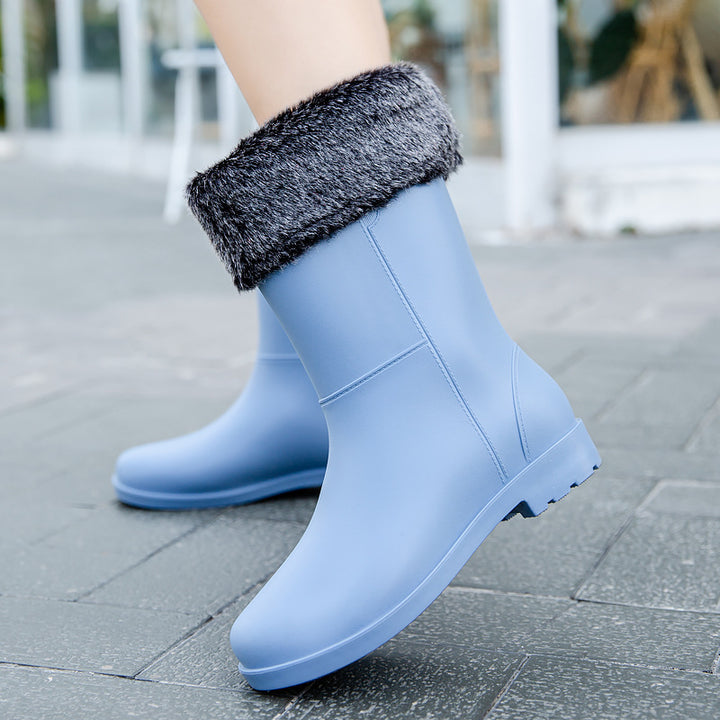 Damen Mittelhohe nahtlose Regenstiefelette aus flexiblem Vollgummi mit griffiger Profilsohle Echoarhiv – Lioré