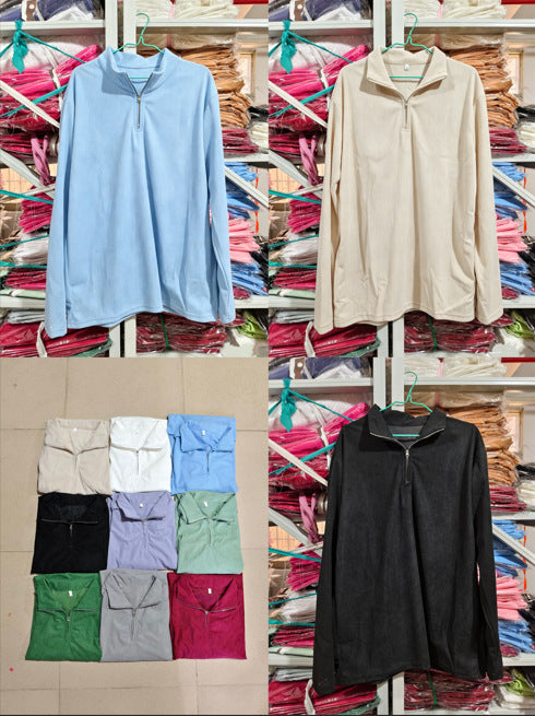 Herren nan gerippter Strickpullover mit halbem Reißverschluss und Stehkragen Echo Archiv