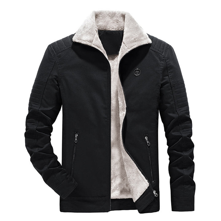 Herren Gefütterte Canvasjacke mit Sherpa‑Innenfutter und hohem Stehkragen – Taviero