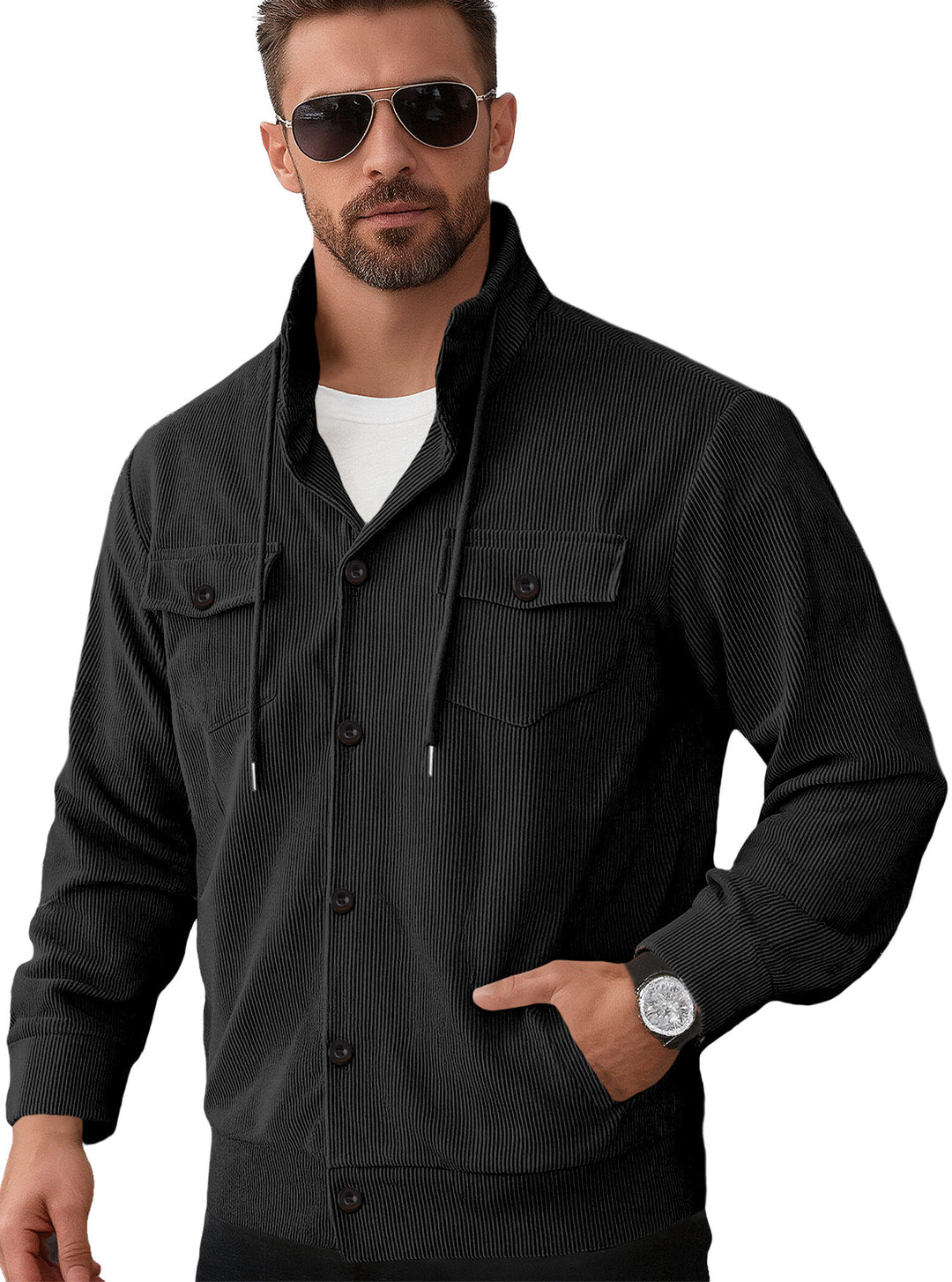Herren lässiger Steppjacke mit Kapuze Echoarchiv