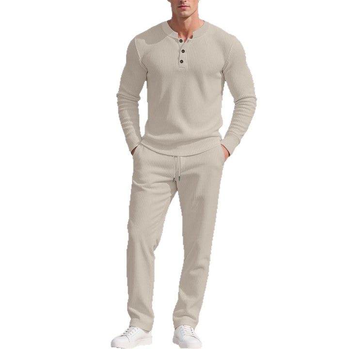 Herren Komfortabler Langarm-Hoodie mit modischer Knopfleiste und elastischer Bundverarbeitung Echoarchiv