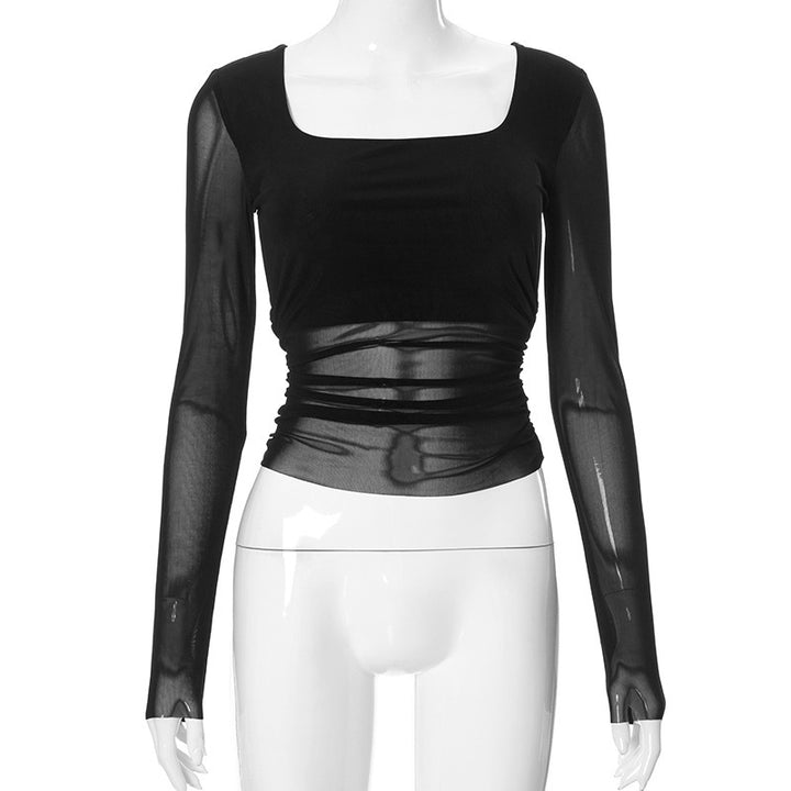 Damen Langarmoberteil mit gerafftem Design und elegantem Quadrat-Ausschnitt Echo Archiv