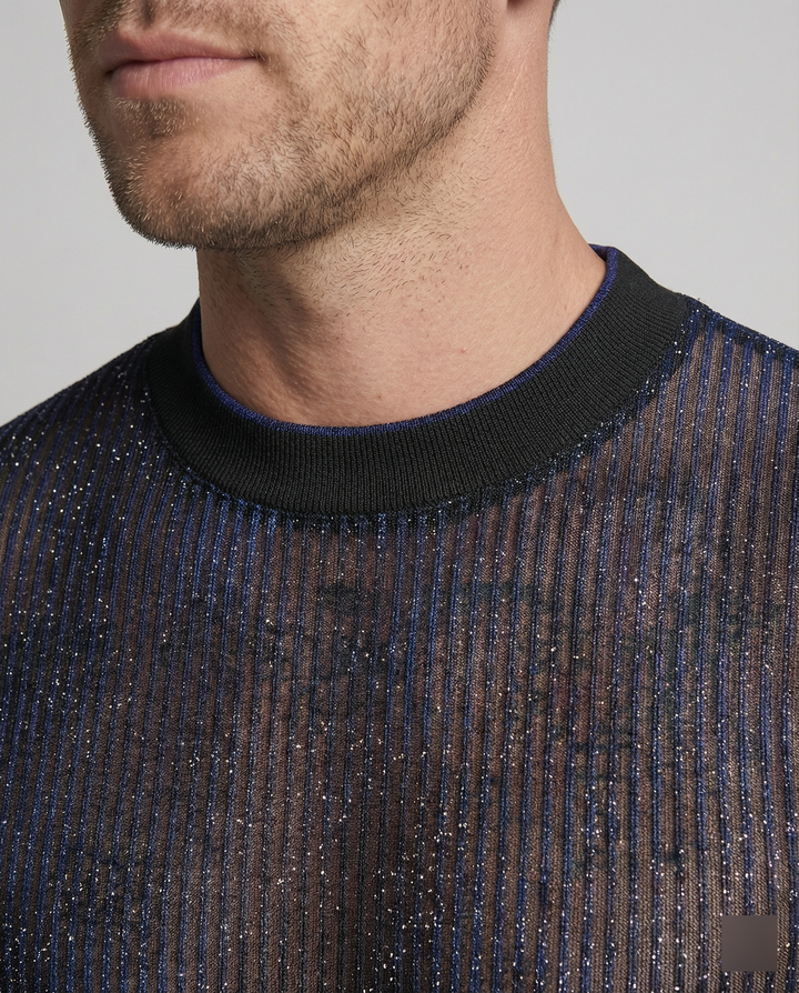 Herren Hochwertiges Mesh-T-Shirt mit glitzerndem Effekt Echoarchiv