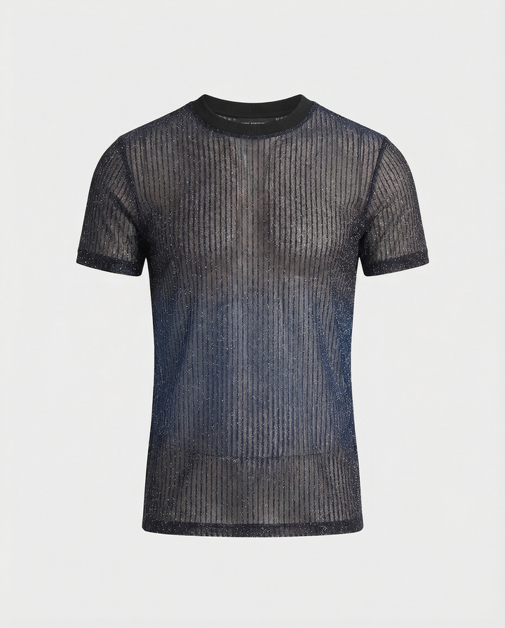 Herren Hochwertiges Mesh-T-Shirt mit glitzerndem Effekt Echoarchiv