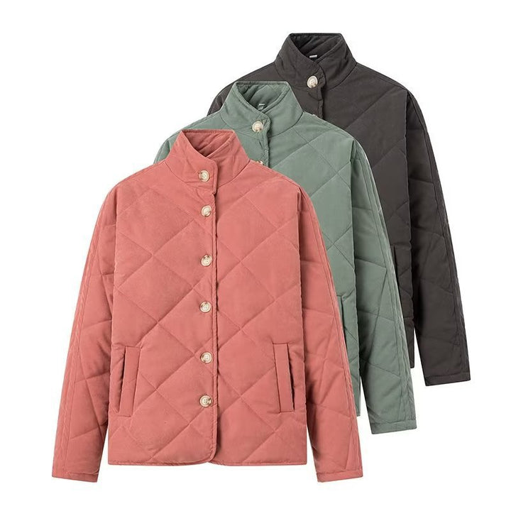 Damen Leichte gesteppte Kurzjacke mit Stehkragen und Knopfleiste Echo Archiv