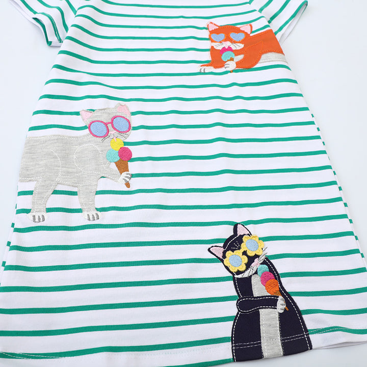 Mädchen T-Shirt Kleid mit süßen Katzenmotiven Echo Archiv