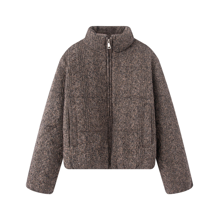Damen nan gesteppte Strickoptik-Steppjacke mit Zopfmuster, Stehkragen und Eingrifftaschen Echo Archiv