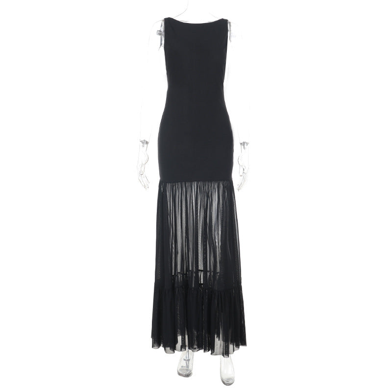 Damen Elegantes Maxikleid mit transparenten Einsätzen und Rüschendetails Echo Archiv