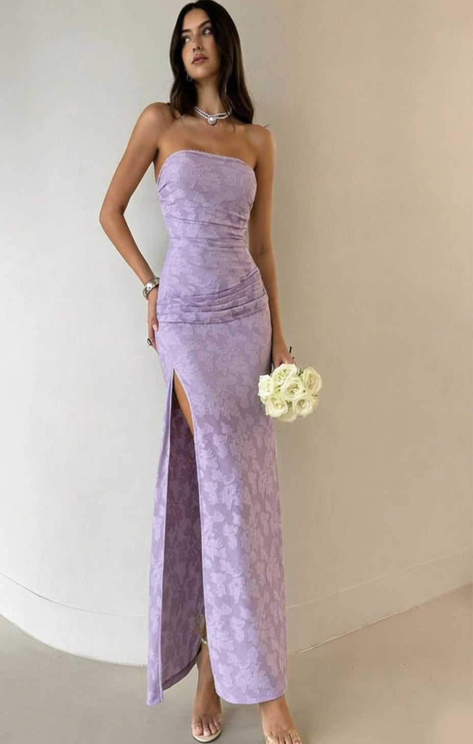 Damen Elegantes Maxikleid mit floralem Design und hoher Teilung Echo Archiv