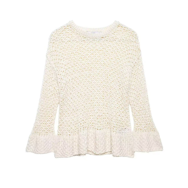 Damen Häkelpullover mit Volantärmeln und Ajourstruktur Echoarchiv