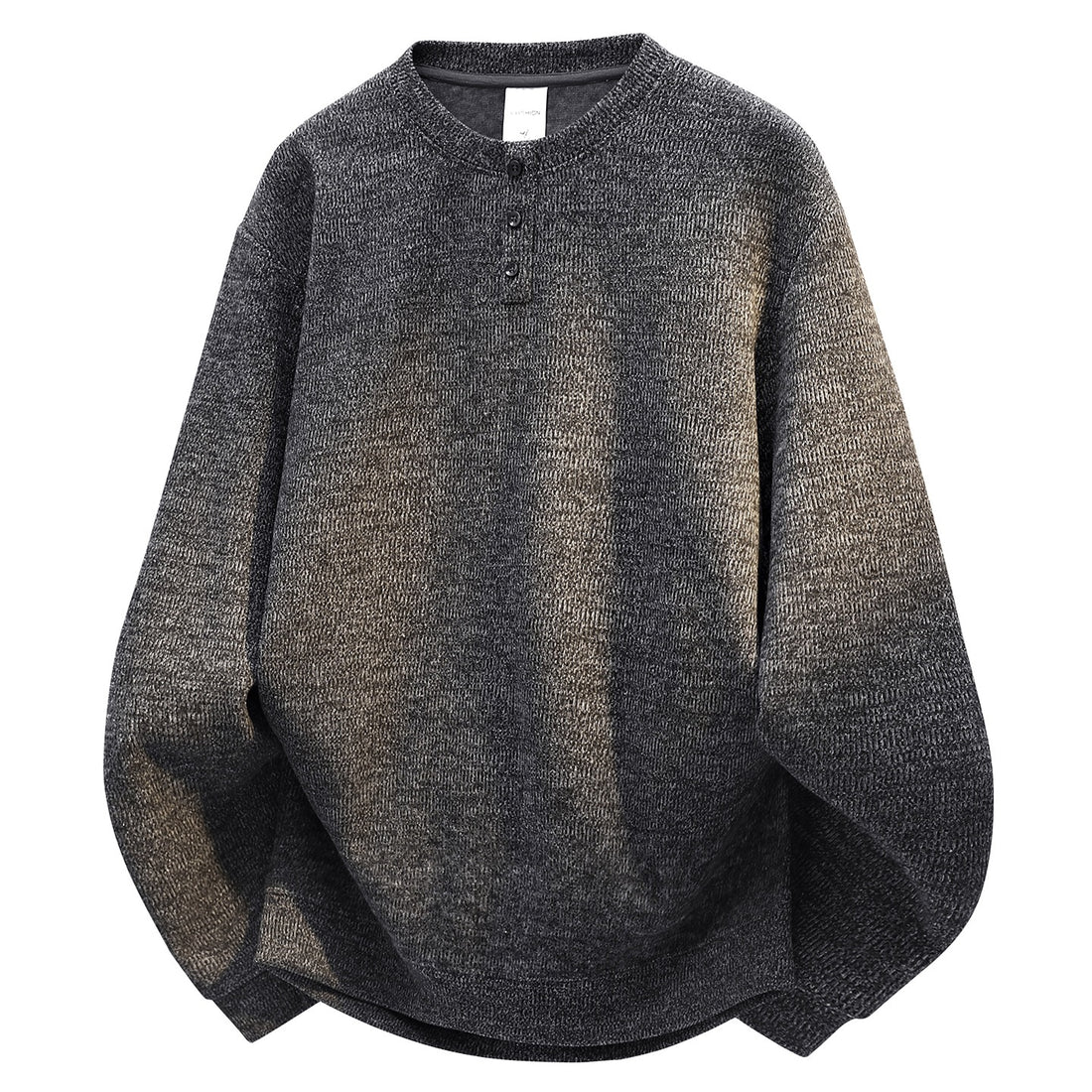 Herren Oversize Strukturierter Henley-Strickpullover mit dreifacher Knopfleiste Echoarchiv