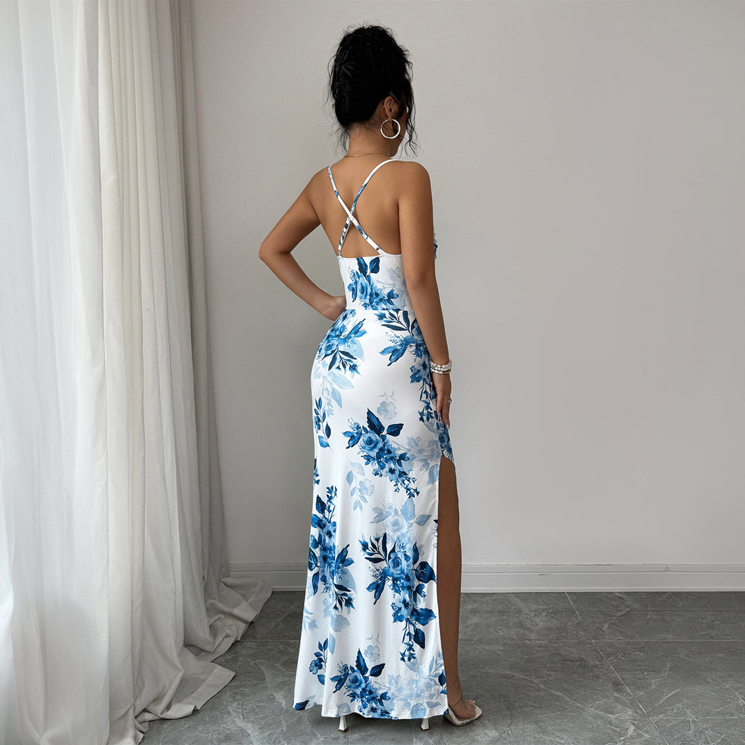 Damen Maxi-Kleid mit seitlichem Schlitz und blumigem Design Echo Archiv