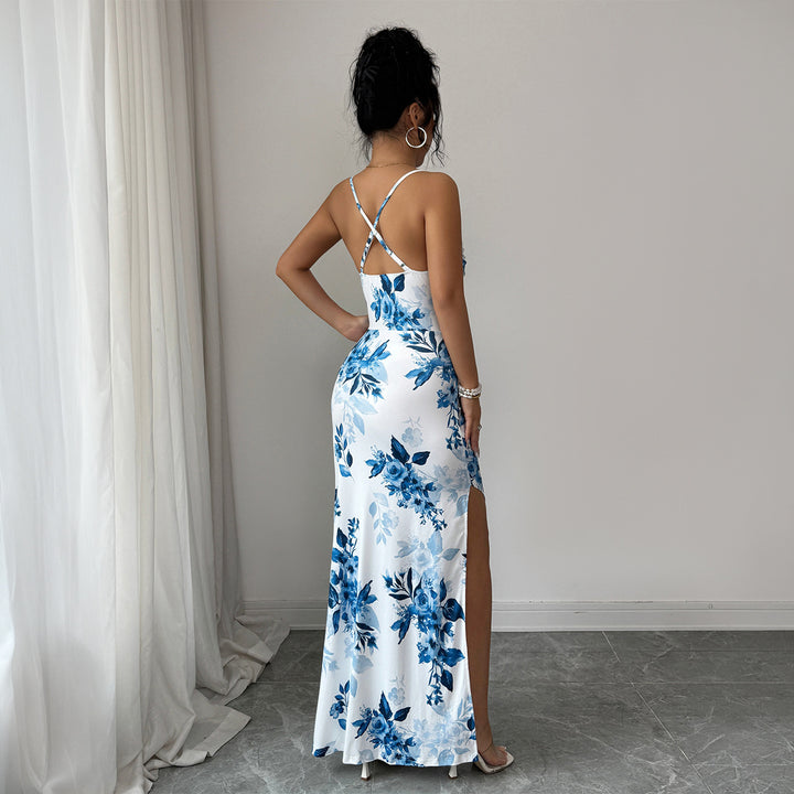 Damen Maxi-Kleid mit seitlichem Schlitz und blumigem Design Echo Archiv