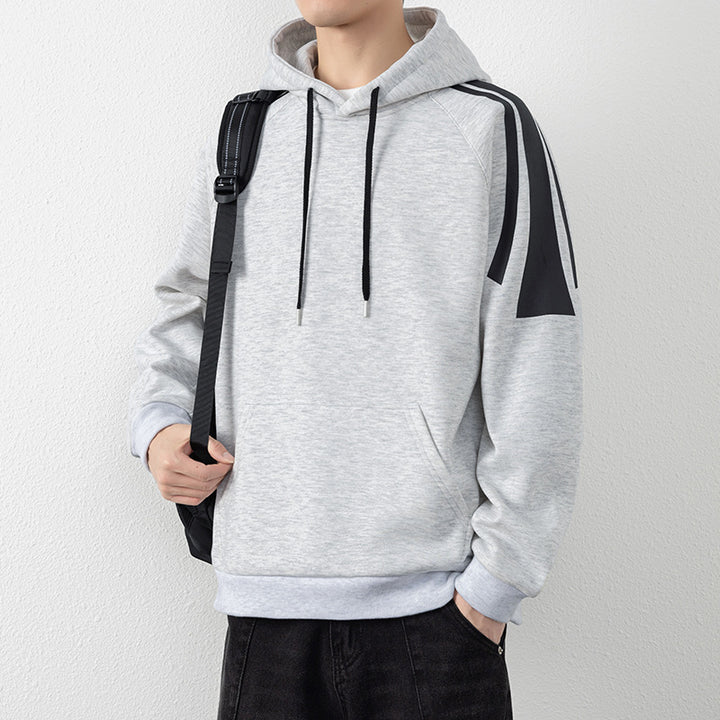 Herren Kapuzenpullover mit Raglanärmeln, Kängurutasche und Kontraststreifen Echo Archiv