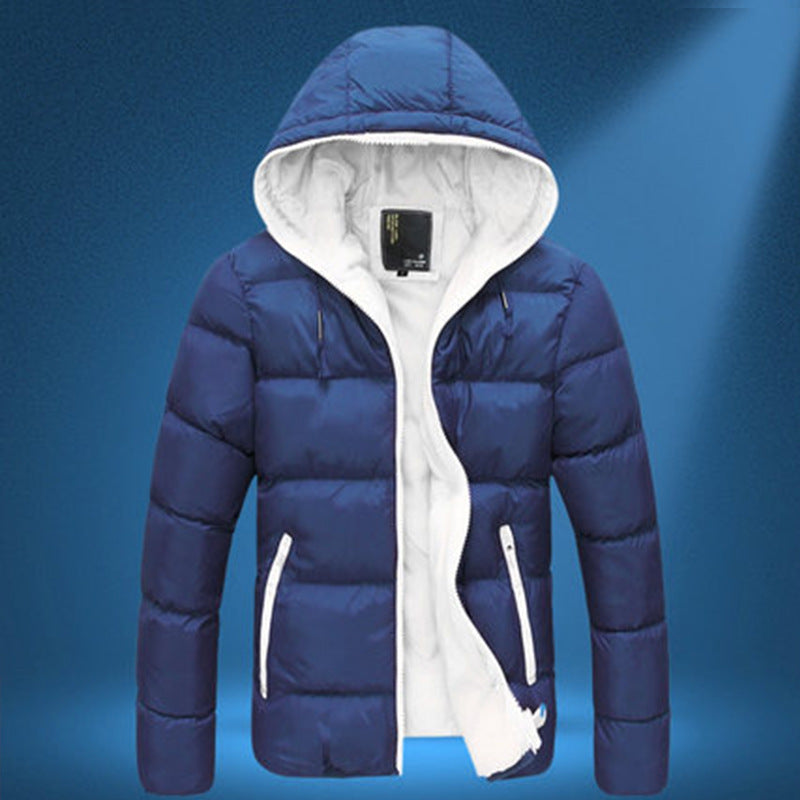 Herren nan gesteppte Kapuzen-Steppjacke mit kontrastierendem Fleecefutter und seitlichen Reißverschlusstaschen Echo Archiv