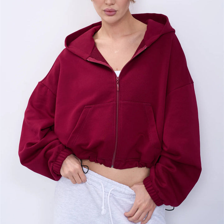 Damen Modischer cropped Zip-Hoodie Echo Archiv