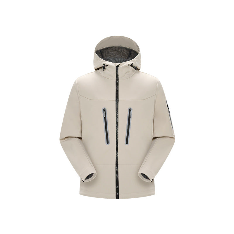 Herren Multifunktions-Softshelljacke mit ergonomischem Wetterschutz, verstellbarer Kapuze und senkrechten Reißverschlusstaschen Echo Archiv