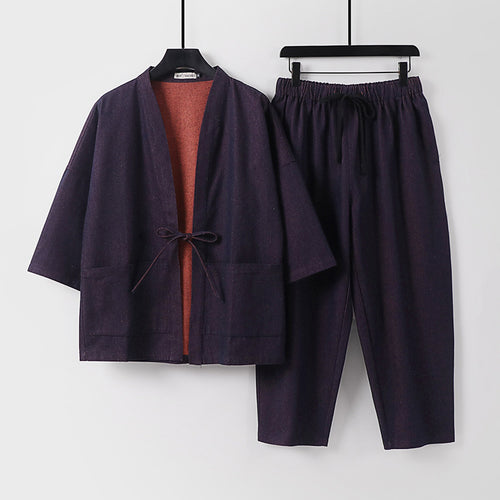 Unisex Kimono-Jacke und lockere Bundhose im Denim-Look Echoarchiv