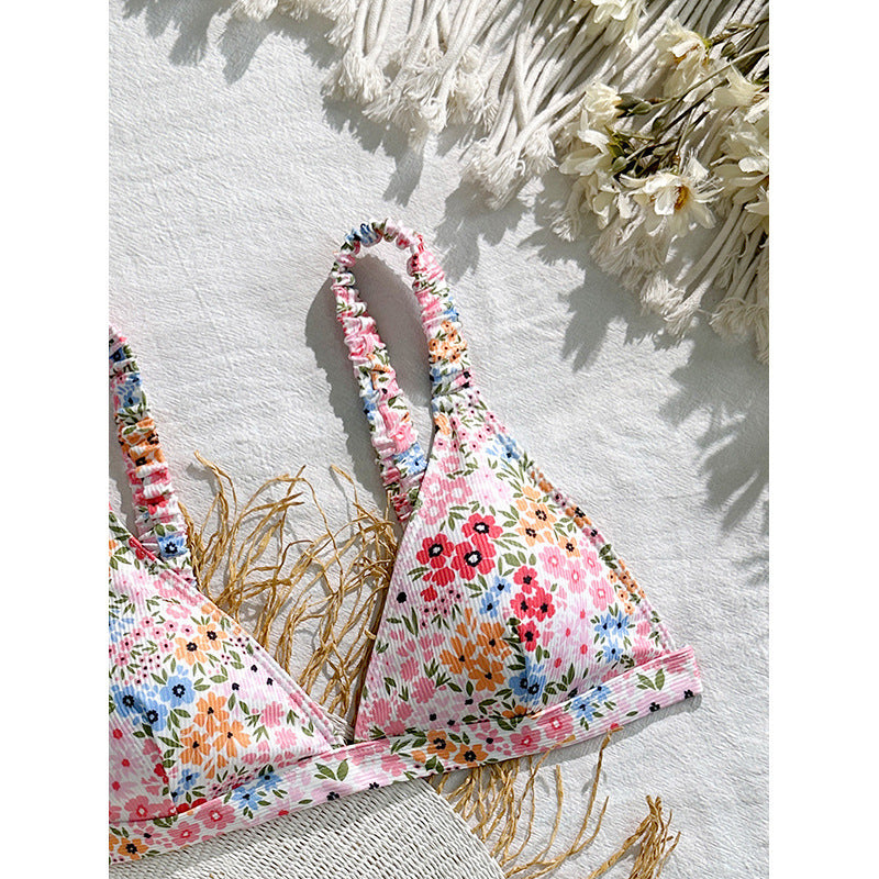Damen Triangel-Bikini-Oberteil mit floralem Design und verstellbaren Trägern Echo Archiv