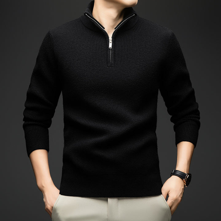 Herren eleganter Zip-Pullover aus weicher Wolle Echoarchiv