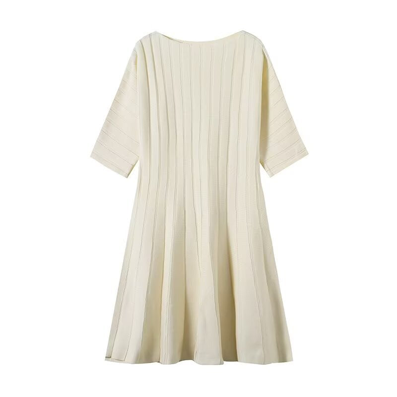 Damen Strukturiertes A-Linien Strickkleid mit halblangen Ärmeln Echo Archiv