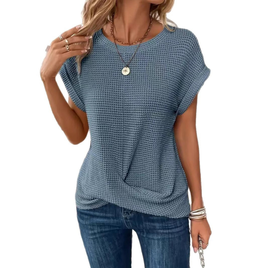 Damen lässiges Waffelpullover mit weichem Stoff und eleganten Ärmeln Echo Archiv