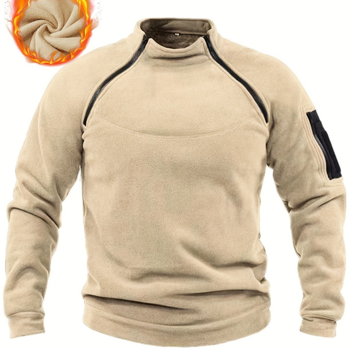 Herren Thermischer Fleece‑Halbzippullover mit Utility‑Ärmeltasche & Schulterreißverschlüssen Echo Archiv