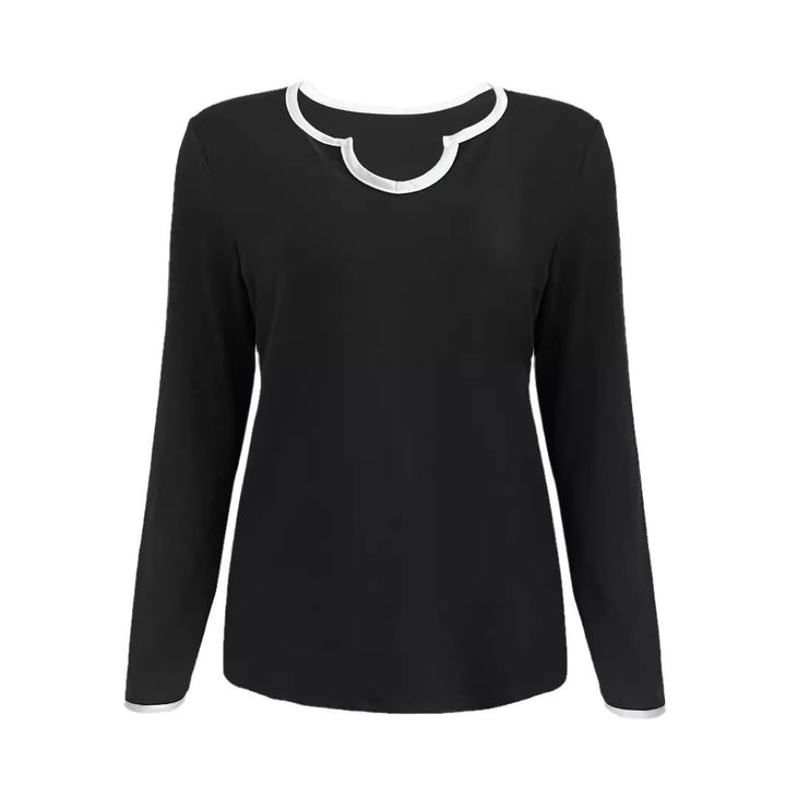 Damen Zweiteiliges Lounge-Set aus weichem Jersey mit V‑Ausschnitt, Langarm-Oberteil und weitem Palazzohosenbein – Élanora