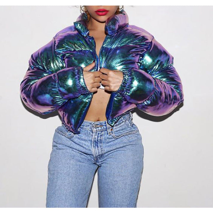Damen glänzende Steppjacke Echoarchiv