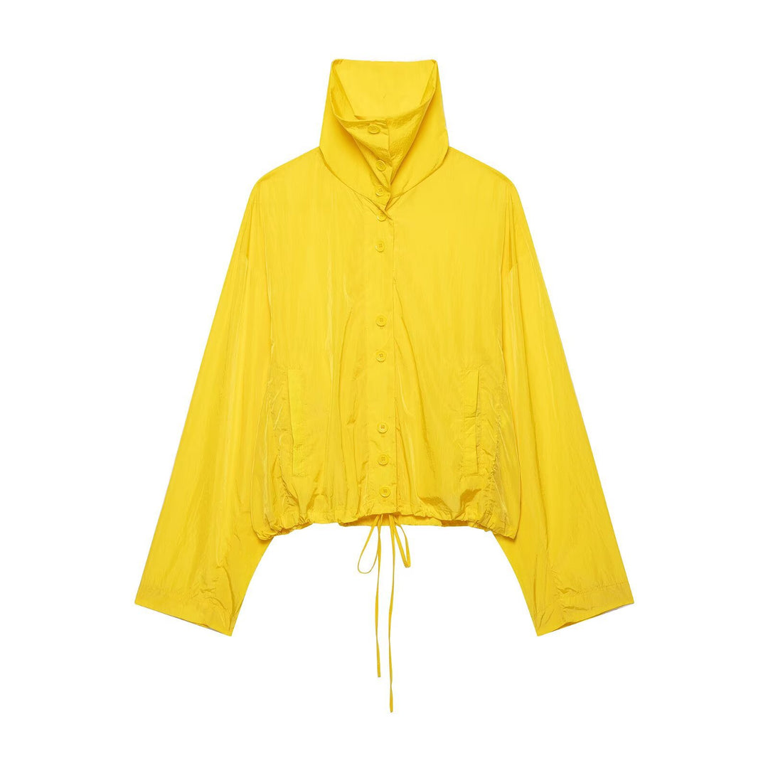 Damen Kurzer Tech‑Shell Blouson im Oversize‑Look mit hohem Stehkragen und Tunnelzug Echo Archiv