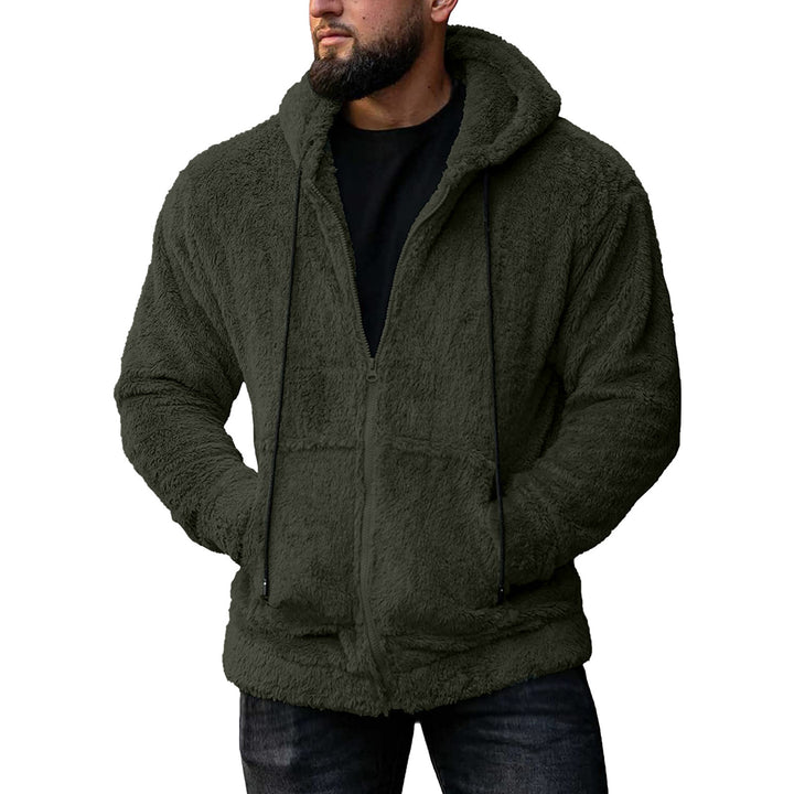 Herren kuschelige Fleecejacke mit Kapuze und seitlichen Taschen Echoarchiv