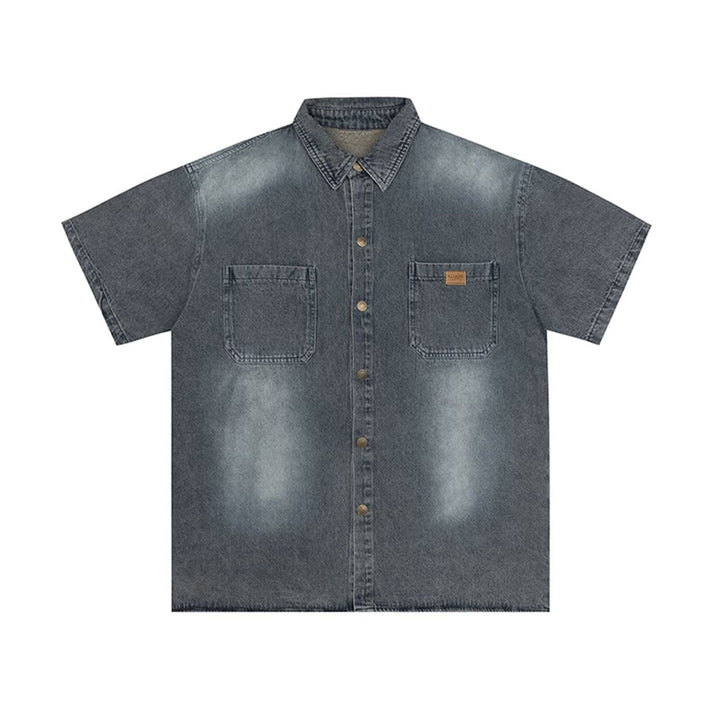 Herren Kurzarm-Denim-Hemd Echoarchiv